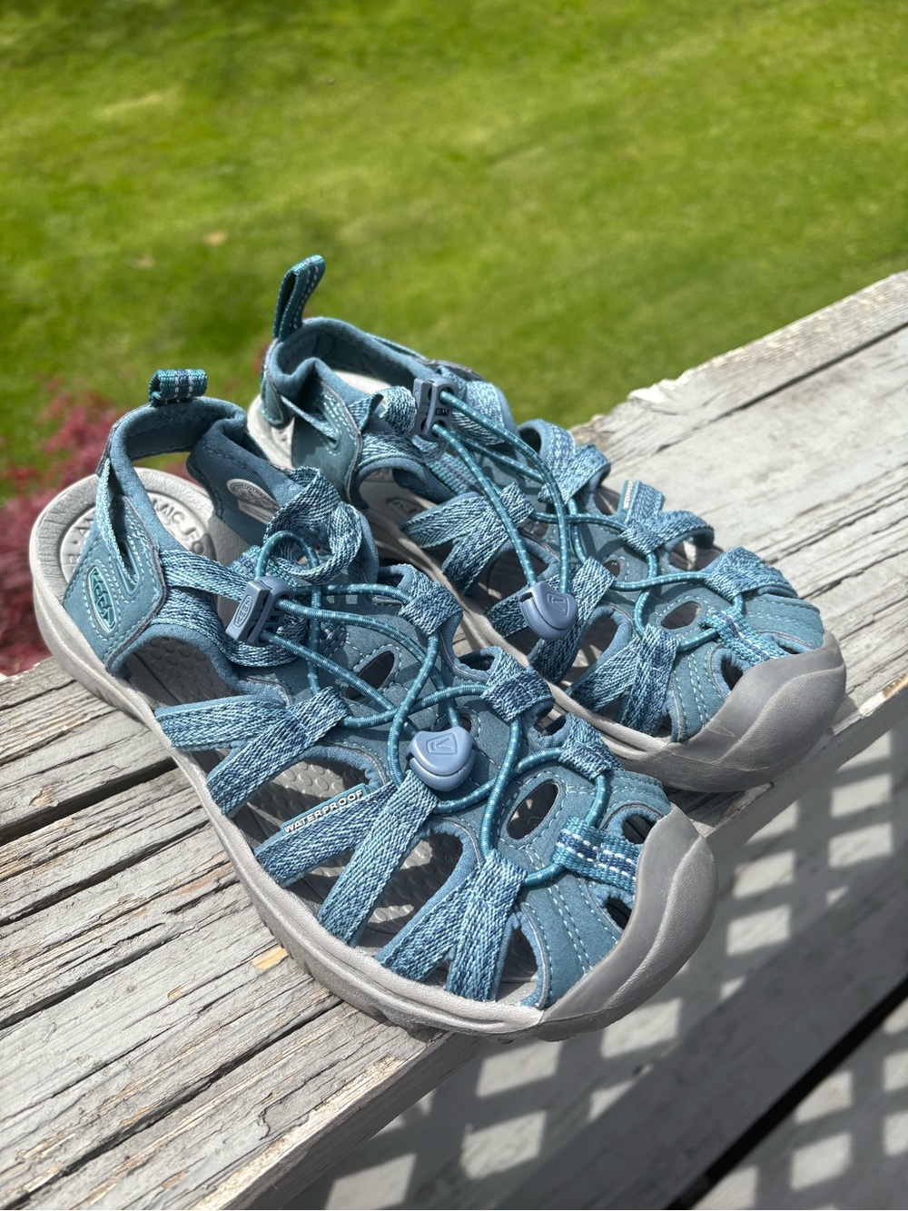 KEEN Whisper Blue Smoke Hiking Sandals Lightweight Waterproof Blue Size 6